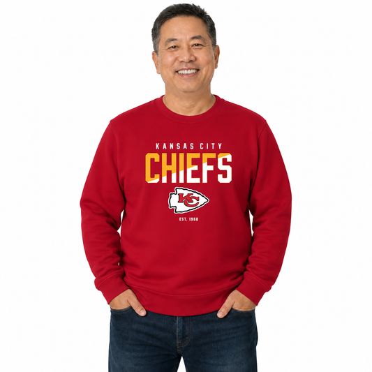 Kansas City Chiefs NFL Color Block Fleece Crewneck - Red