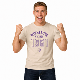 Minnesota Vikings Big Date Tag-Less T-Shirt - Natural