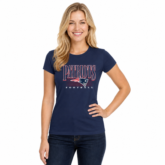 New England Patriots  Overtime Blueprint Women's NFL Short Sleeve T-Shirt - Navy