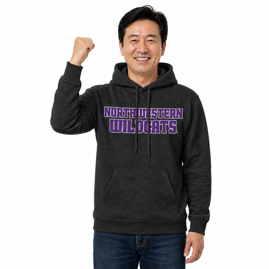 Northwestern Wildcats NCAA Fan Hoodie Sweatshirt Men Women - Charcoal