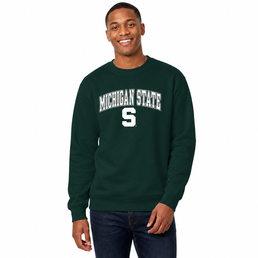 Michigan State Spartans Adult Arch & Logo Soft Style Gameday Crewneck Sweatshirt - Green