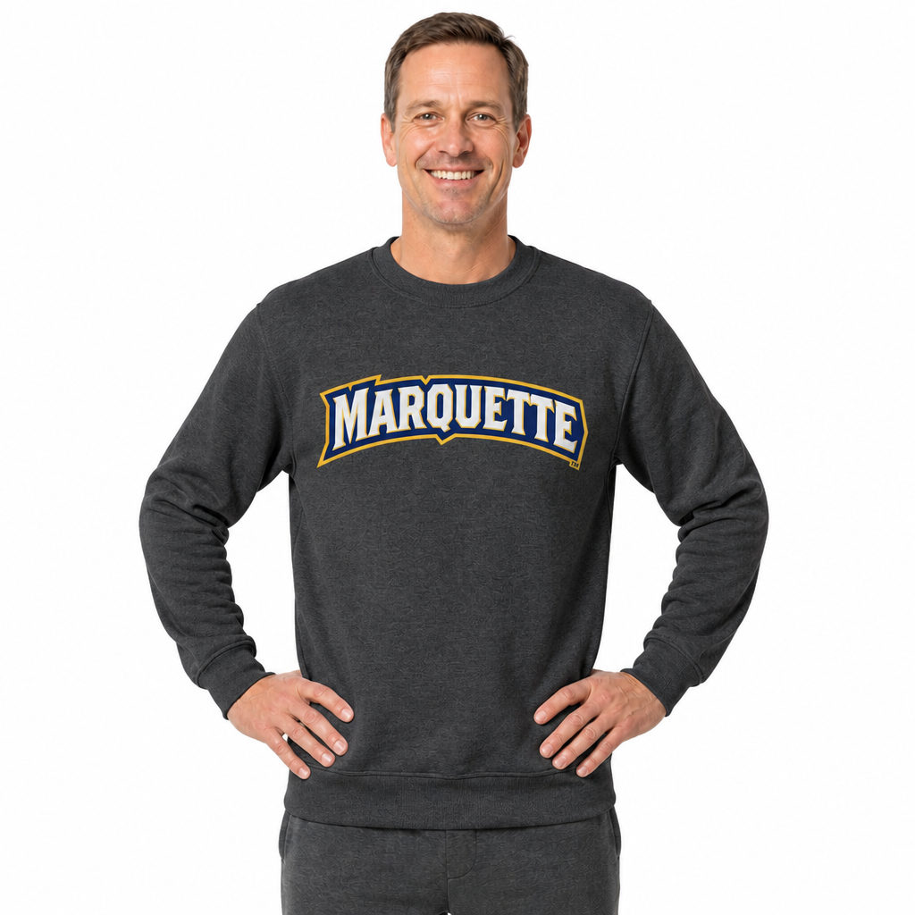 Marquette Golden Eagles NCAA Adult Charcoal Crewneck Fleece Sweatshirt - Charcoal