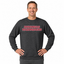 Arkansas Razorbacks NCAA Adult Charcoal Crewneck Fleece Sweatshirt - Charcoal