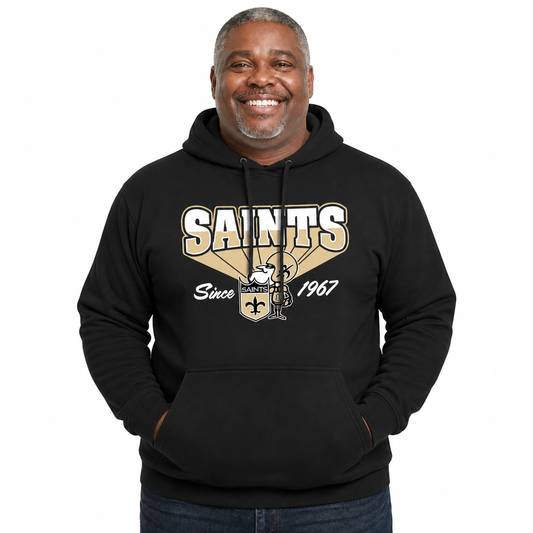 New Orleans Saints Vintage Block Fleece Hoodie - Black