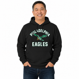 Philadelphia Eagles NFL Adult Unisex Retro Gameday Ultra Soft Fleece Hooded Sweatshirt - Black