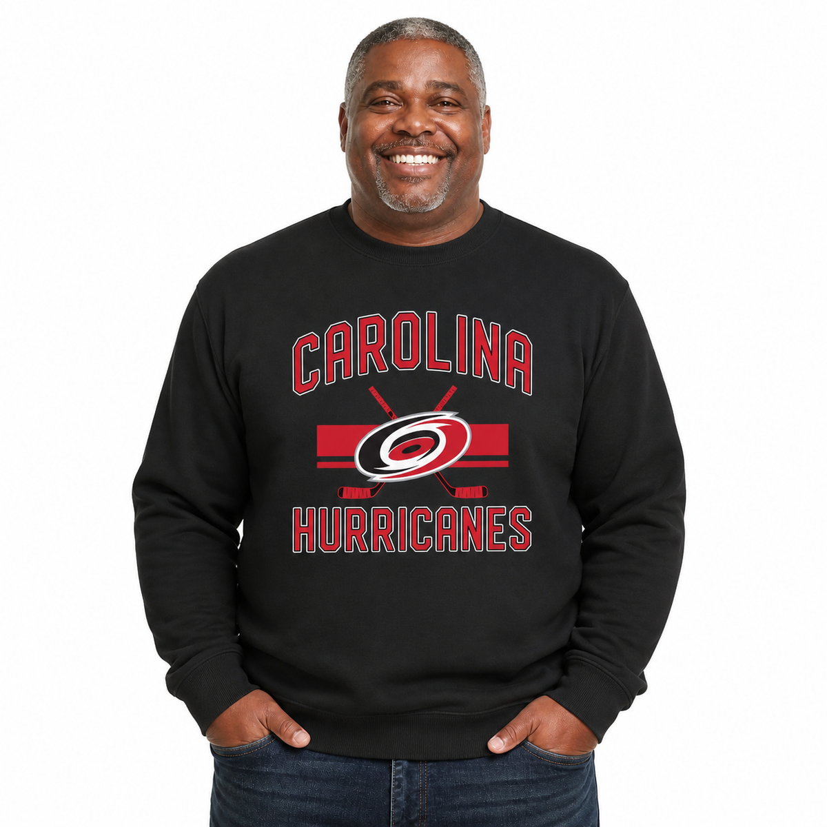 Carolina Hurricanes NHL Faceoff Fleece Crewneck Sweatshirt Licensed - Black