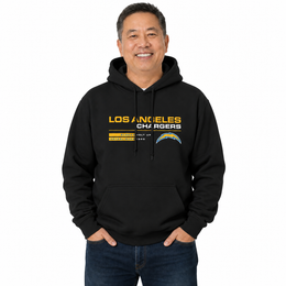 Los Angeles Chargers Adult NFL Speed Stat Sheet Fleece Hooded Sweatshirt - Black