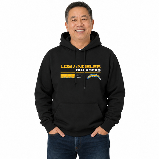 Los Angeles Chargers Adult NFL Speed Stat Sheet Fleece Hooded Sweatshirt - Black