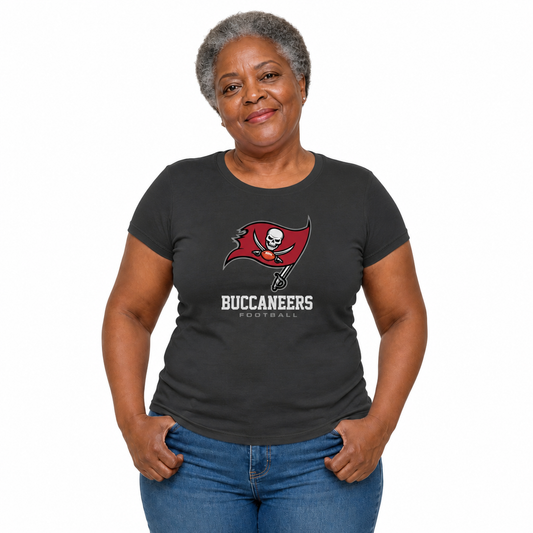 Tampa Bay Buccaneers  Women's NFL Big Logo Cotton T-Shirt - Black