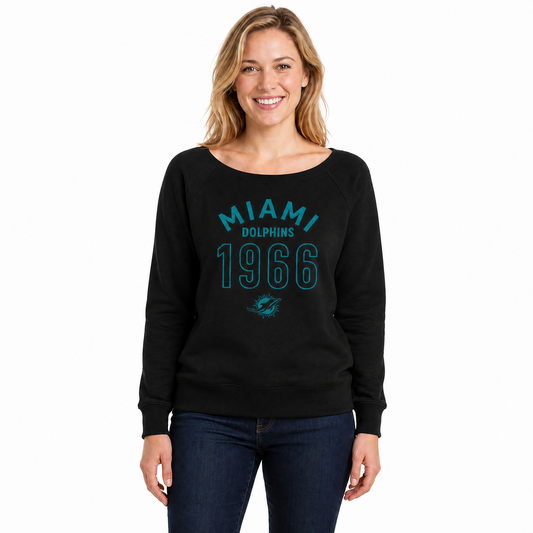 Miami Dolphins  Women's NFL Big Date French Terry Pullover - Black