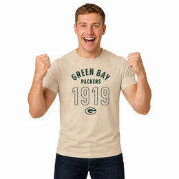 Green Bay Packers Big Date Tag-Less T-Shirt - Natural