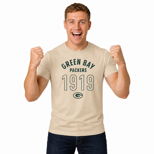 Green Bay Packers  Big Date Tag-Less T-Shirt - Natural