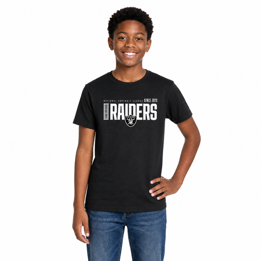 Las Vegas Raiders NFL Youth Modern Endzone T-Shirt Unisex Boys Girls - Black