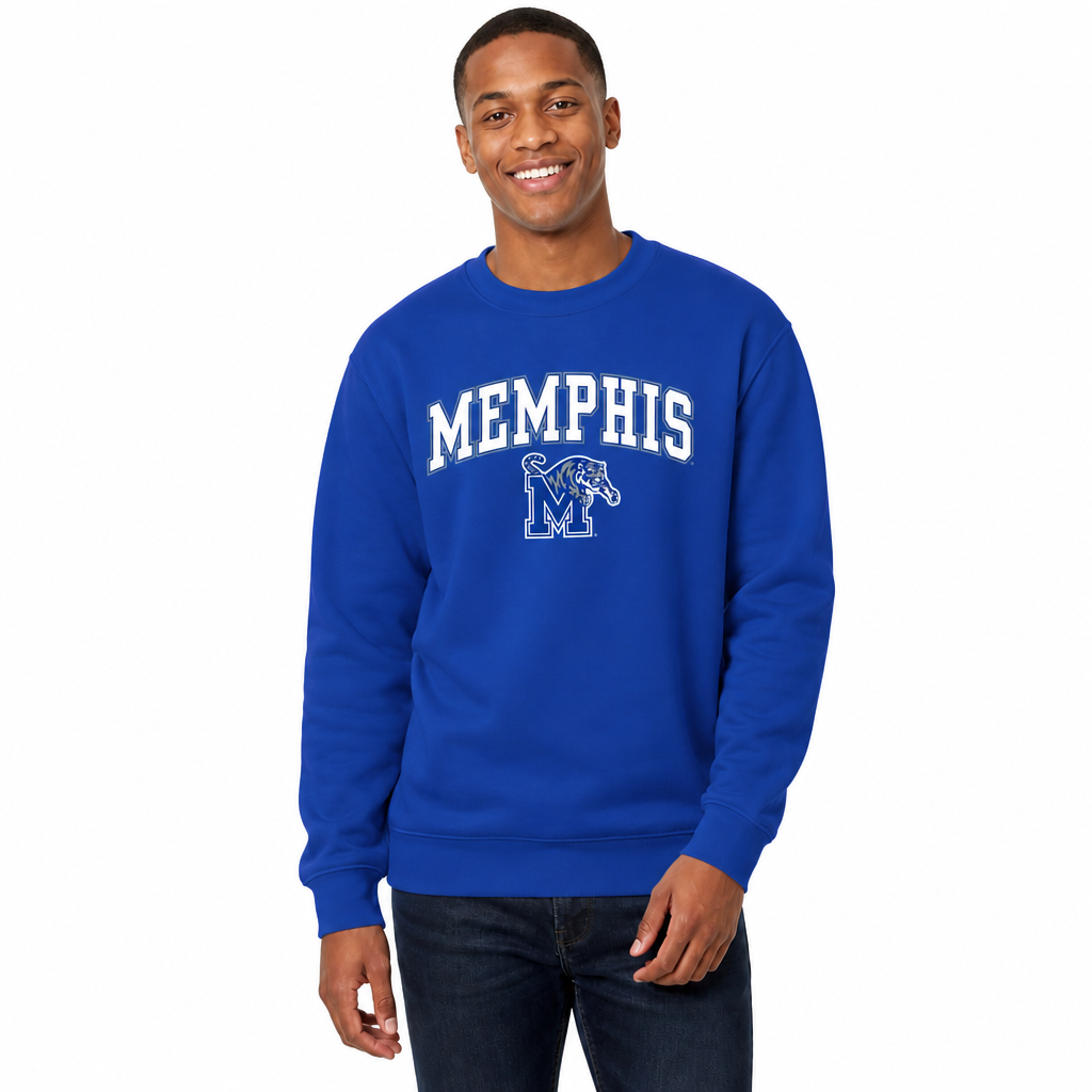 Memphis Tigers Adult Arch & Logo Soft Style Gameday Crewneck Sweatshirt - Royal