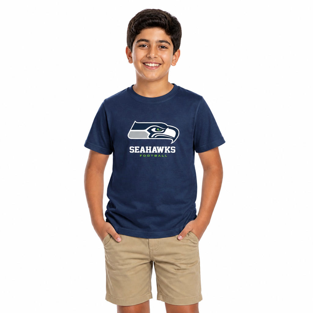 Seattle Seahawks  Youth NFL Logo Short Sleeve Tee - Navy