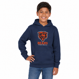 Chicago Bears NFL Youth Large Logo Fleece Hoodie Boys Girls - Navy
