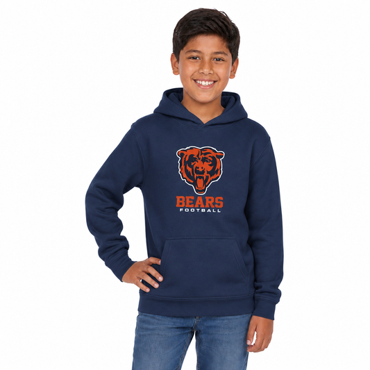 Chicago Bears NFL Youth Large Logo Fleece Hoodie Boys Girls - Navy