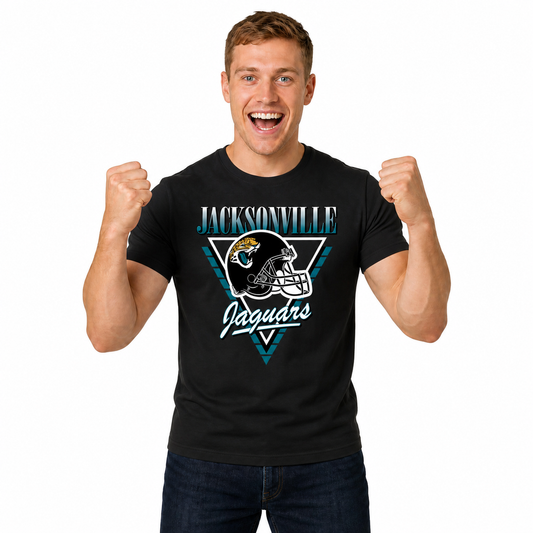 Jacksonville Jaguars NFL Retro Triangle T-Shirt - Black