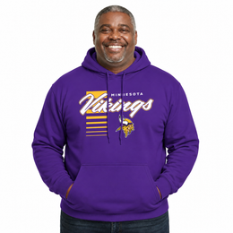 Minnesota Vikings NFL Adult Unisex Retro Script Ultra Soft Fleece Hooded Sweatshirt - Purple