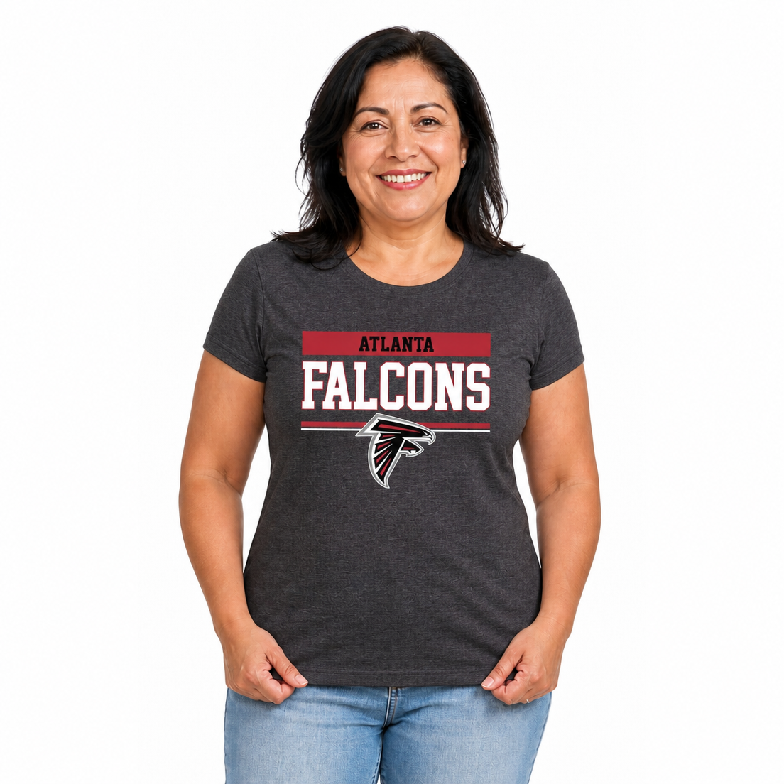 Atlanta Falcons  Women's NFL Charcoal T-Shirt Short Sleeve - Charcoal