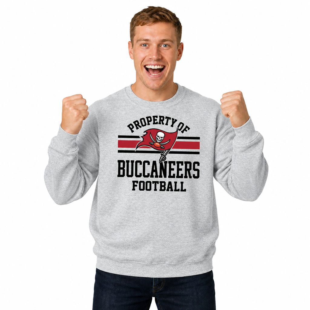 Tampa Bay Buccaneers NFL Property Of Crewneck Sweatshirt - Sport Gray