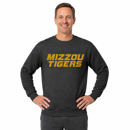 Missouri Tigers NCAA Adult Charcoal Crewneck Fleece Sweatshirt - Charcoal