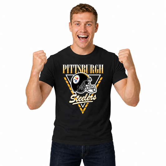 Pittsburgh Steelers NFL Retro Triangle T-Shirt - Black