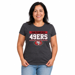 San Francisco 49ers  Women's NFL Charcoal T-Shirt Short Sleeve - Charcoal