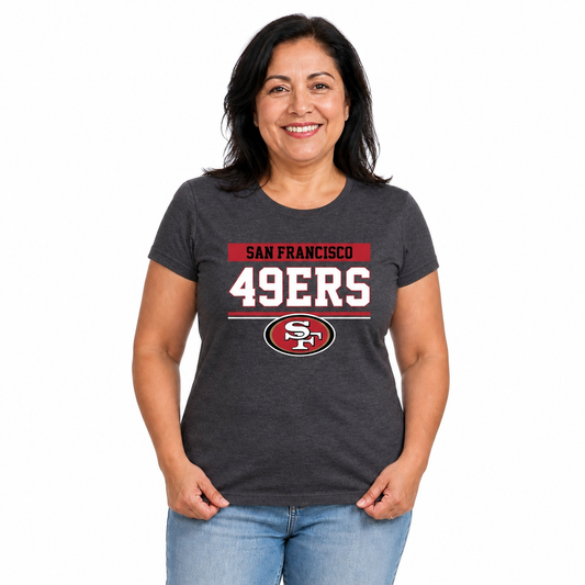 San Francisco 49ers  Women's NFL Charcoal T-Shirt Short Sleeve - Charcoal