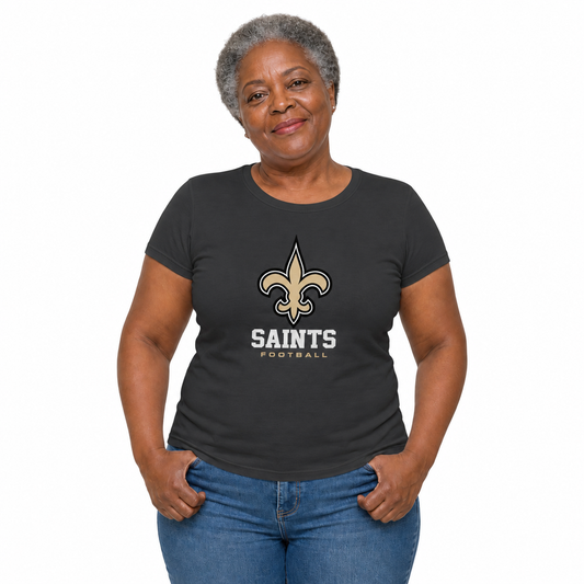 New Orleans Saints  Women's NFL Big Logo Cotton T-Shirt - Black
