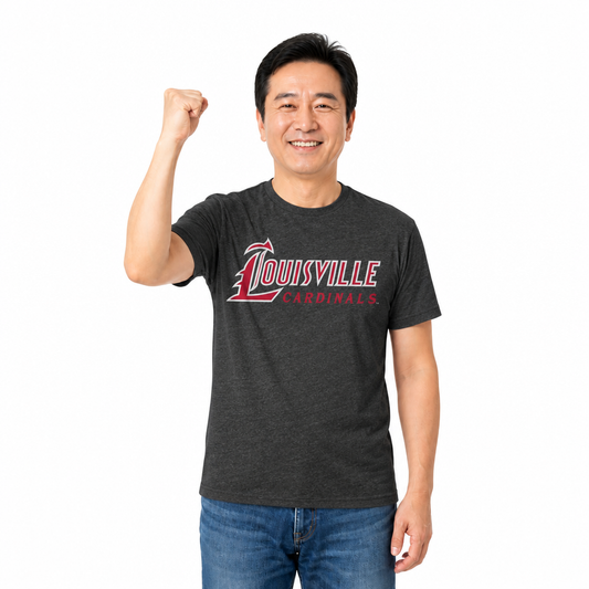 Louisville Cardinals NCAA Cotton Blend Charcoal T-Shirt Men Women - Charcoal