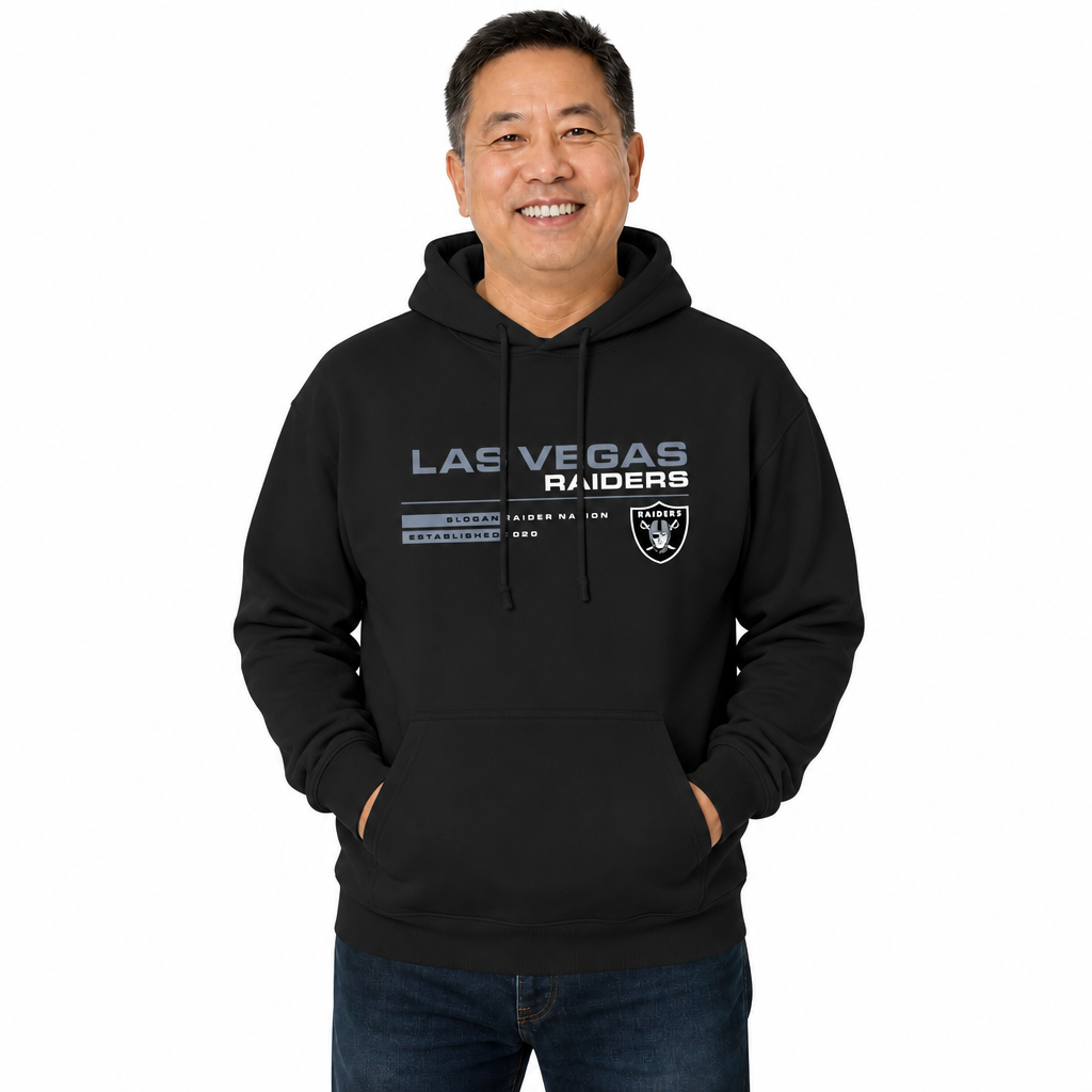 Las Vegas Raiders Adult NFL Speed Stat Sheet Fleece Hooded Sweatshirt - Black