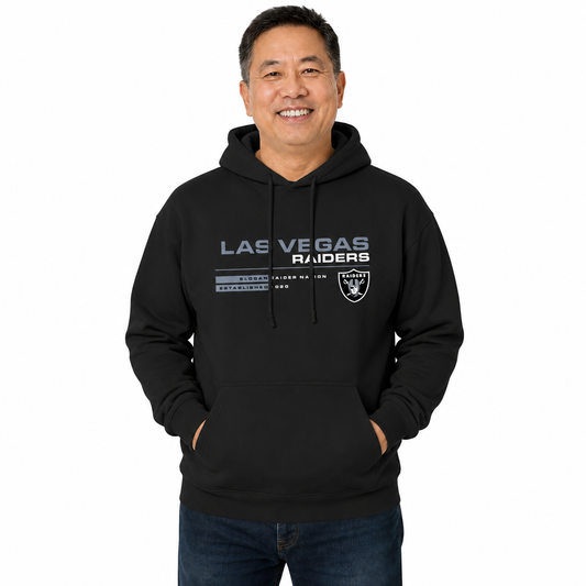 Las Vegas Raiders Adult NFL Speed Stat Sheet Fleece Hooded Sweatshirt - Black