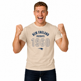 New England Patriots Big Date Tag-Less T-Shirt - Natural