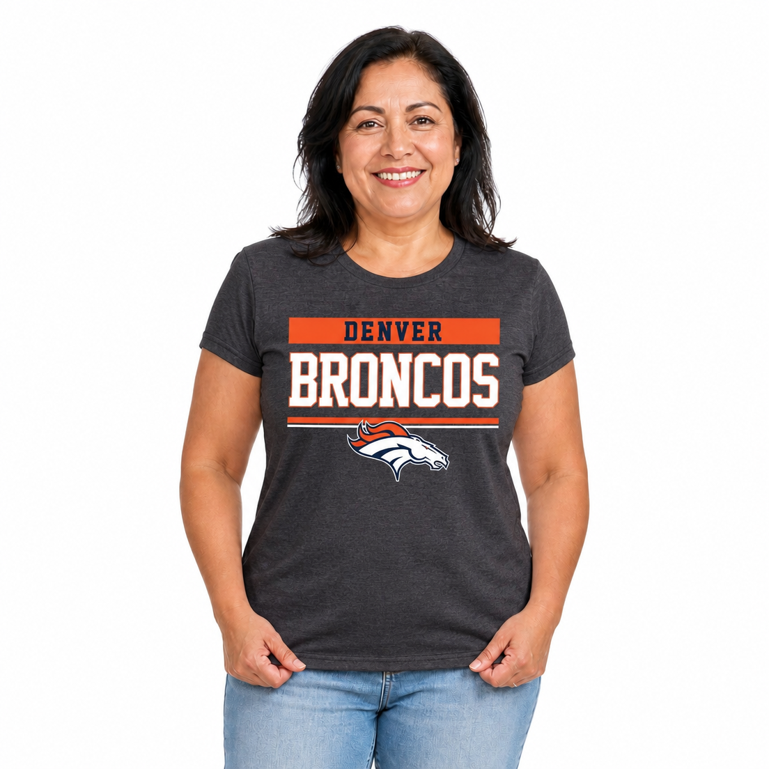 Denver Broncos  Women's NFL Charcoal T-Shirt Short Sleeve - Charcoal