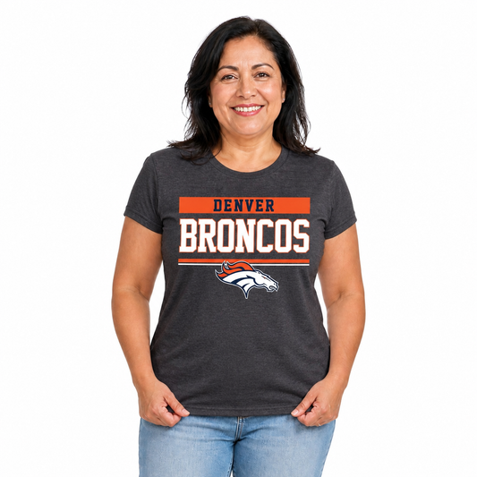 Denver Broncos  Women's NFL Charcoal T-Shirt Short Sleeve - Charcoal