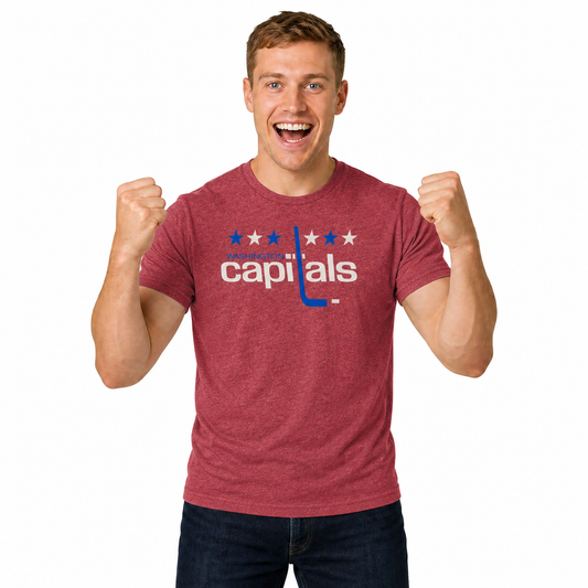 Washington Capitals Retro Logo T-Shirt Men Women Vintage Heathered Tee - Red Heather