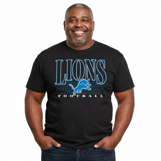 Detroit Lions NFL Adult Overtime Blueprint Tagless Tee Unisex - Black