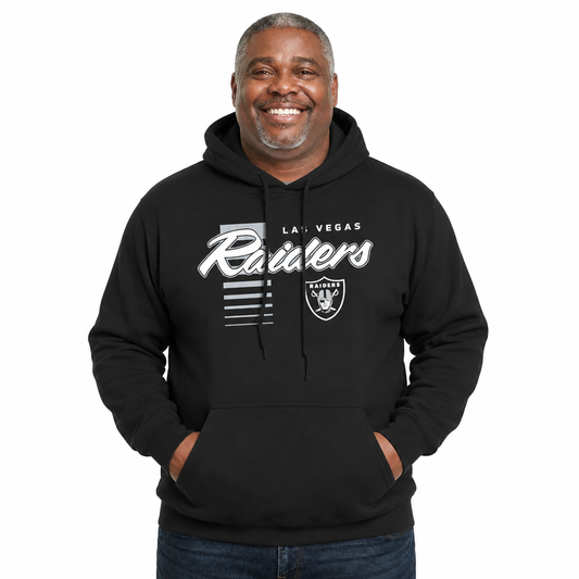 Las Vegas Raiders NFL Adult Unisex Retro Script Ultra Soft Fleece Hooded Sweatshirt - Black