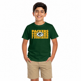 Green Bay Packers NFL Youth Repeating Logo Football T-Shirt - Forest Green