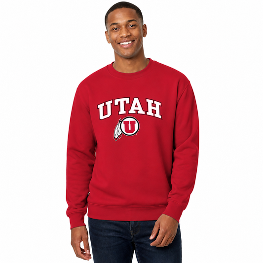 Utah Utes Adult Arch & Logo Soft Style Gameday Crewneck Sweatshirt - Red