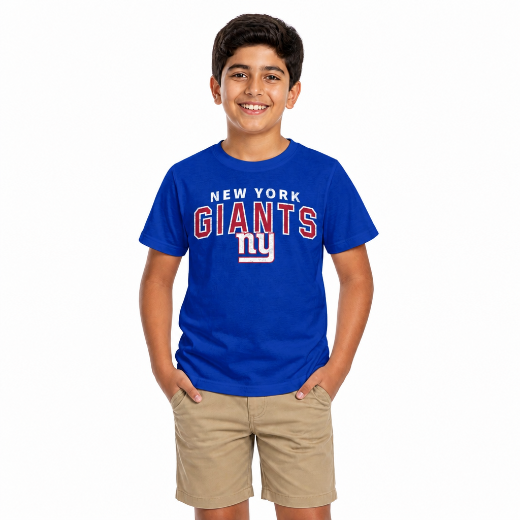 New York Giants NFL Youth Starting Fresh Tee- Pro Football Tag-Less T-Shirt For Boys & Girls - Royal