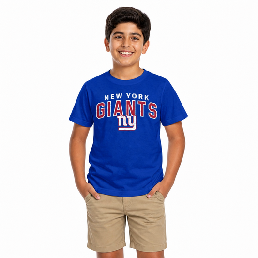 New York Giants NFL Youth Starting Fresh Tee- Pro Football Tag-Less T-Shirt For Boys & Girls - Royal