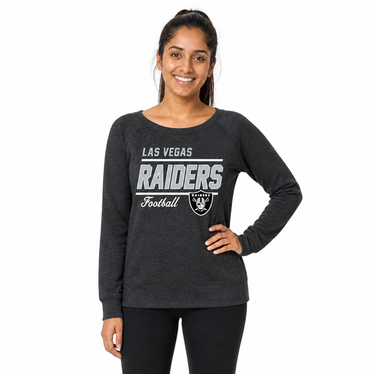 Las Vegas Raiders Women's Gameday Crewneck Sweatshirt Long Sleeve - Charcoal