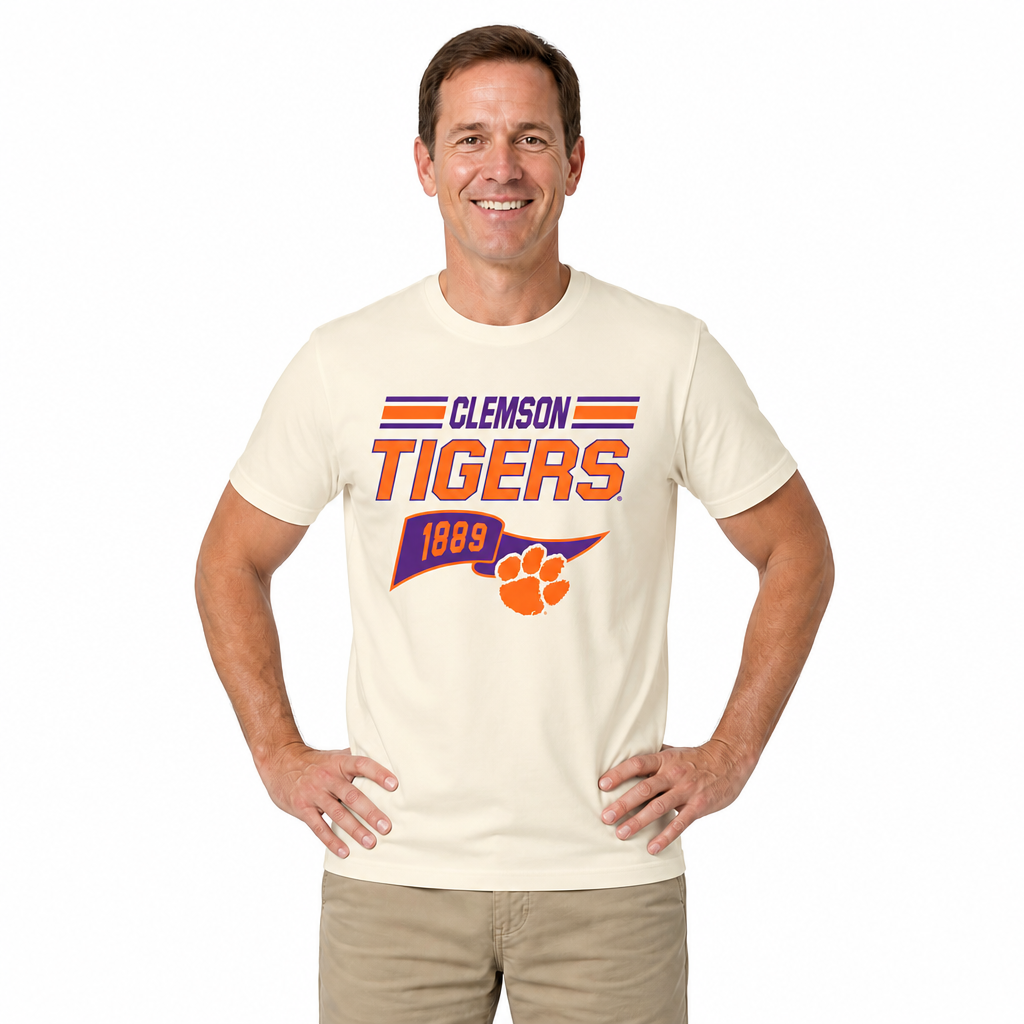 Clemson Tigers Varsity Club Pennant Shirt - Off White