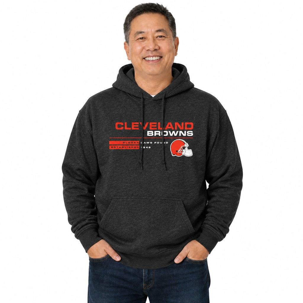 Cleveland Browns Adult NFL Speed Stat Sheet Fleece Hooded Sweatshirt - Charcoal