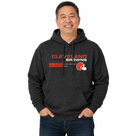 Cleveland Browns Adult NFL Speed Stat Sheet Fleece Hooded Sweatshirt - Charcoal
