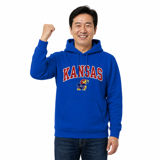 Kansas Jayhawks NCAA Adult Tackle Twill Hooded Sweatshirt - Royal