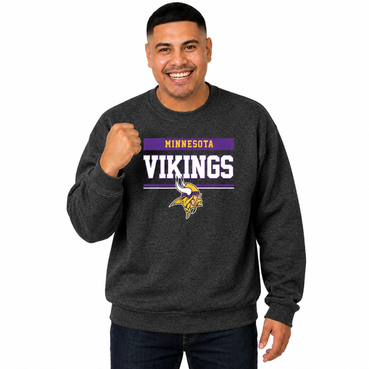 Minnesota Vikings NFL Team Block Crewneck Sweatshirt - Charcoal