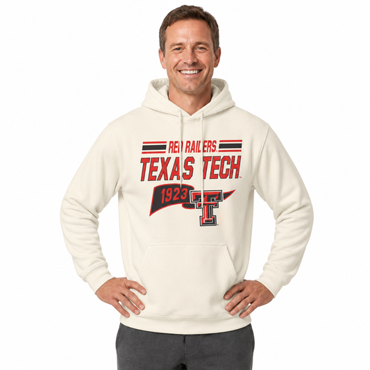 Texas Tech Red Raiders NCAA Varsity Club Pennant Hoodie Fleece Men Women - Off White